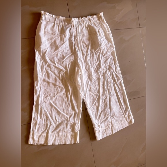 Ruby Rd Capri Pants M Ivory Elastic Waist Pockets Cottage Core Beachy Casual - Picture 4 of 15
